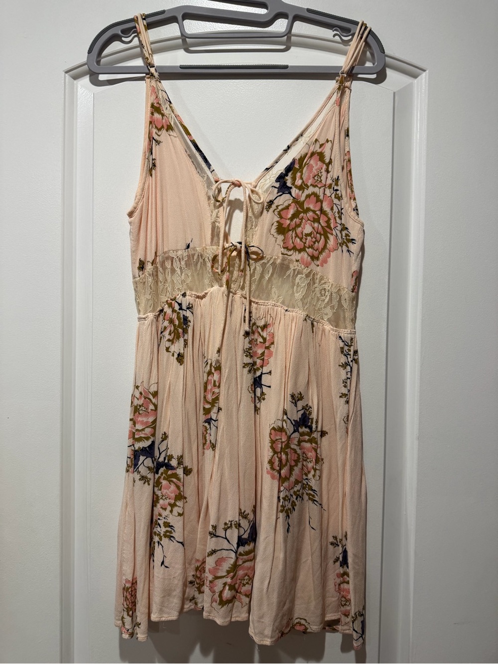 Anama Peach Floral Lace-Trim Sundress